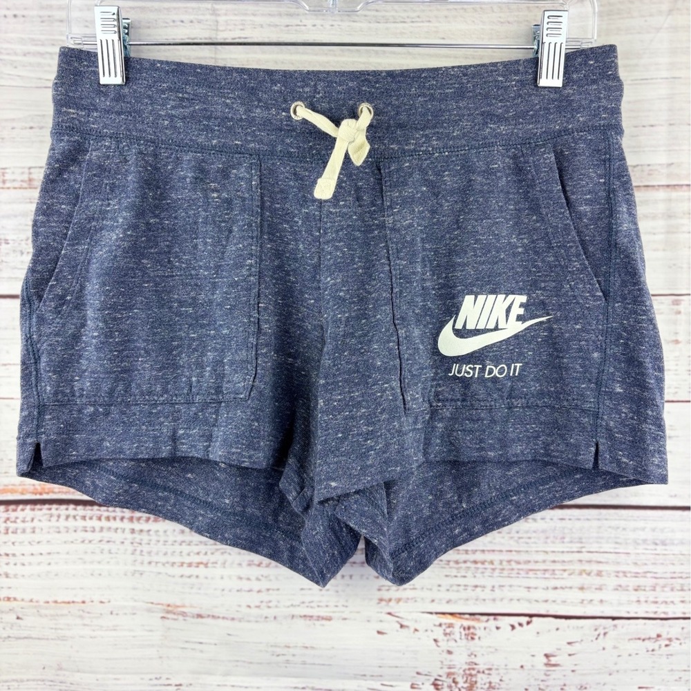 Nike Womens Gym Vintage Shorts Blue Heather Space Dye Just Do It size Small